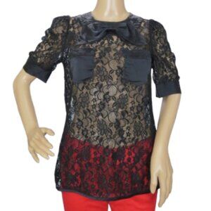Marc Jacobs Black Sheer Lace Top